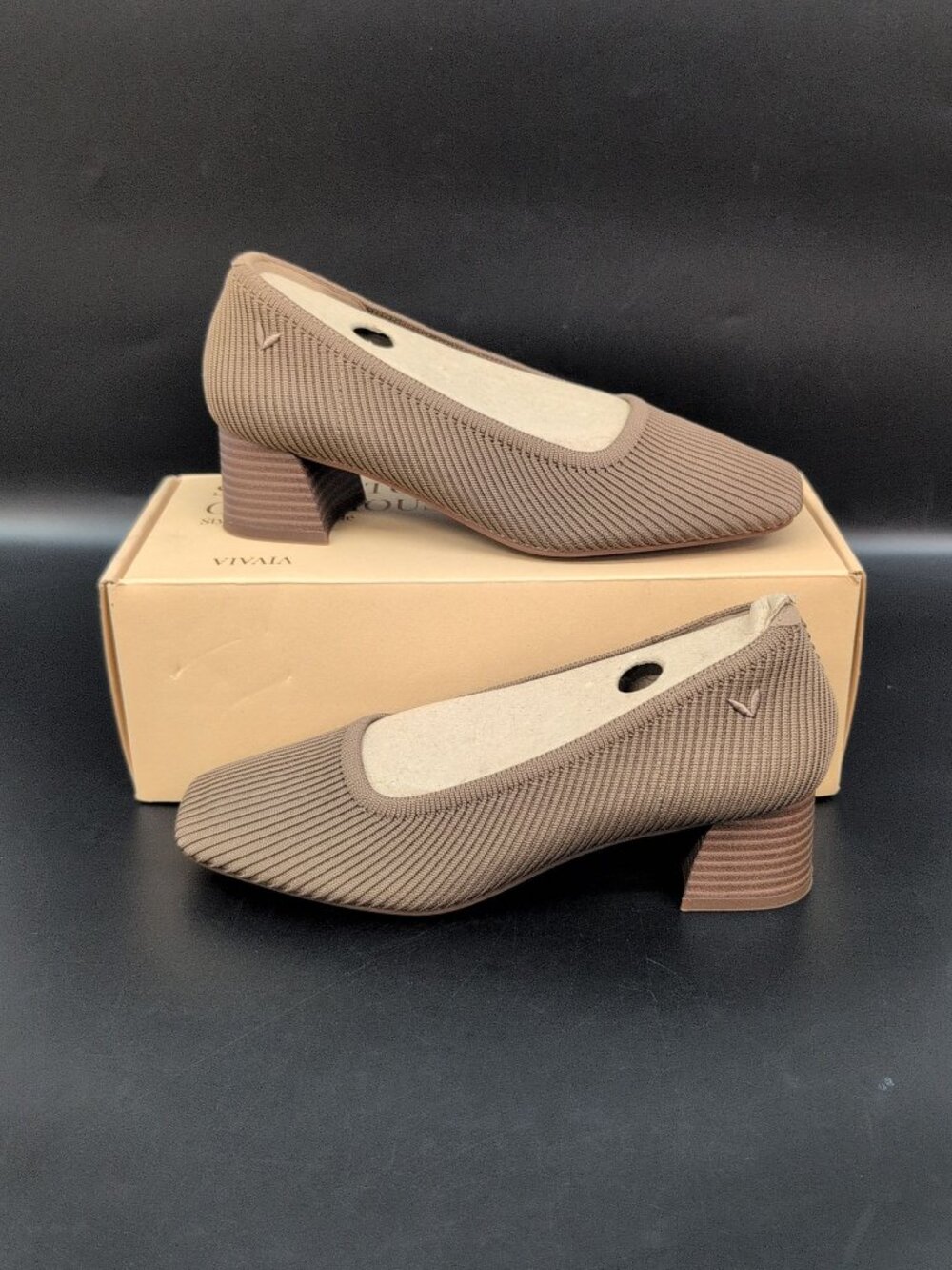 VIVAIA Melody Pro Square Toe Chunky Heels Women's Pumps EU Size 37.5 Espresso